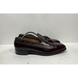 Church's Royal Tweed Shoes Mens 10‎ Burgundy Tassel Loafer Leather England